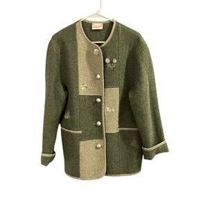 Idomeneo Embroidered Wool Waistcoat Jacket Cardigan Made In Austria Sz 38 L/XL *